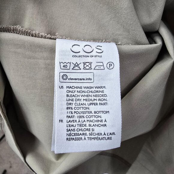 COS Contrast Wrap Dress Khaki Size L – Organic Fabric, Midi Workwear - Picture 11 of 13